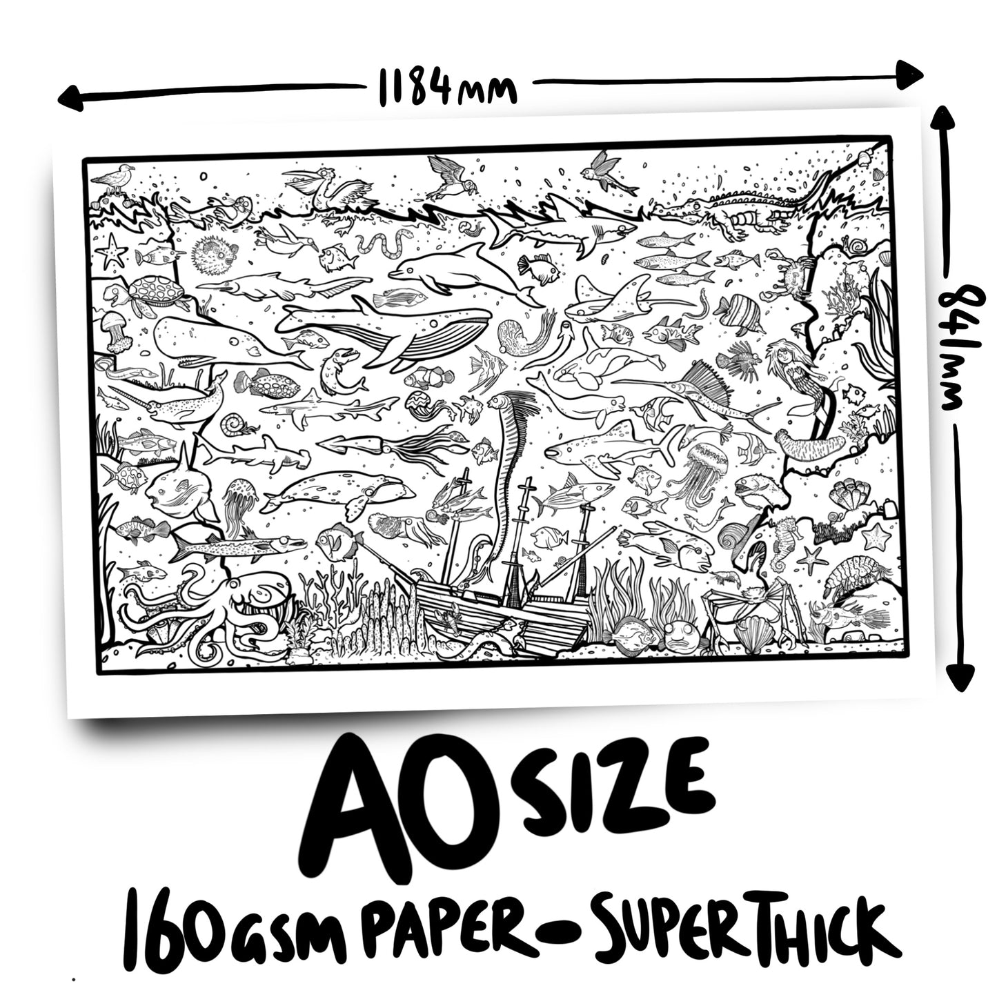 Ocean! Giant Colouring Poster - Free UK Postage
