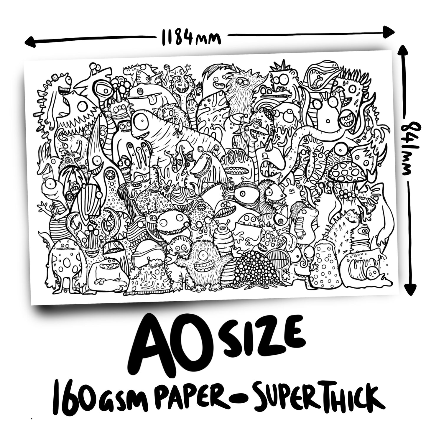 Monsters! Giant Colouring Poster Free UK Postage