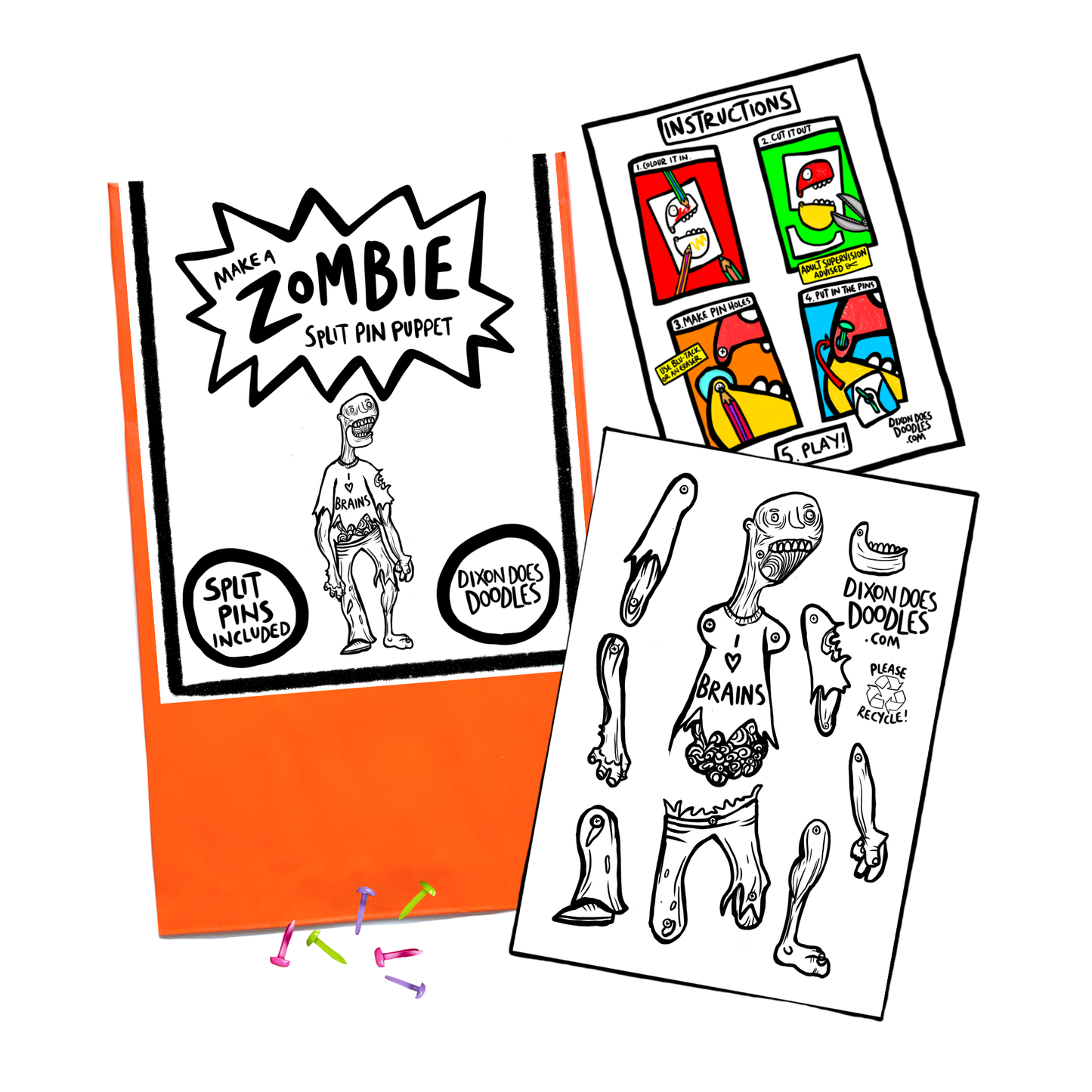 Zombie Split Pin Puppet Craft Pack