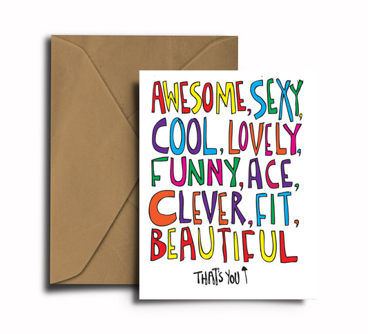 Awesome Sexy Card - Greeting Card - Free UK Postage