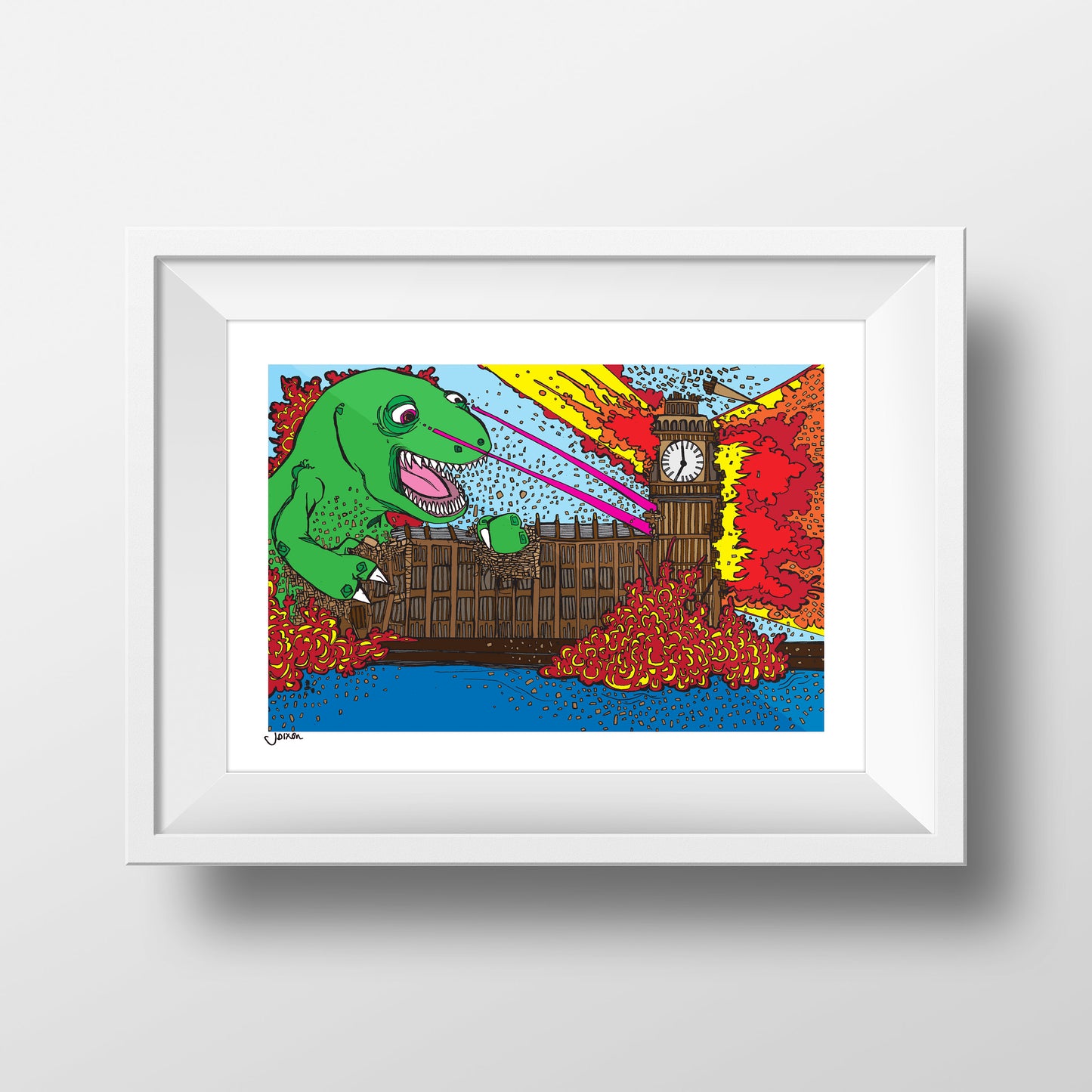 Dinosaur Destroys Parliament Print