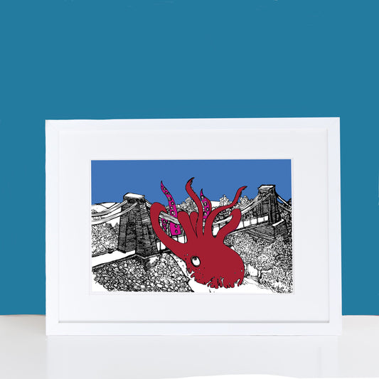 Octopus Vs Clifton Suspension Bridge Print