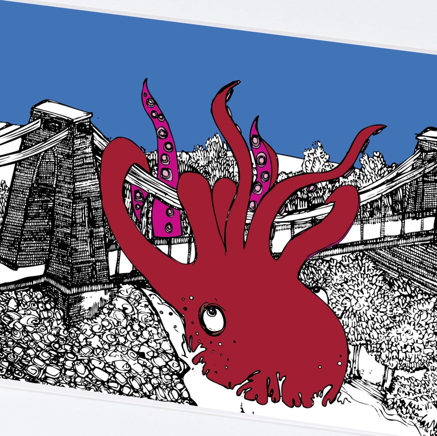 Octopus Vs Clifton Suspension Bridge Print