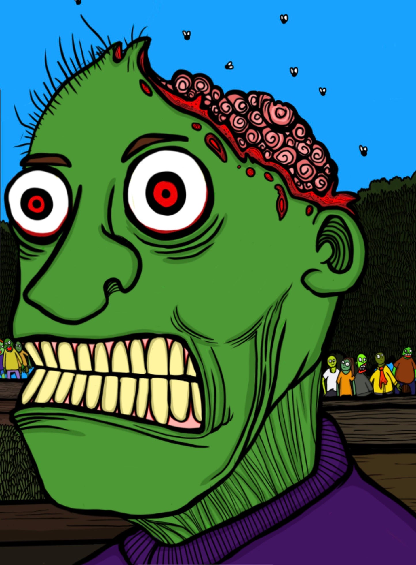 Zombies vs Clifton Suspension Bridge Print