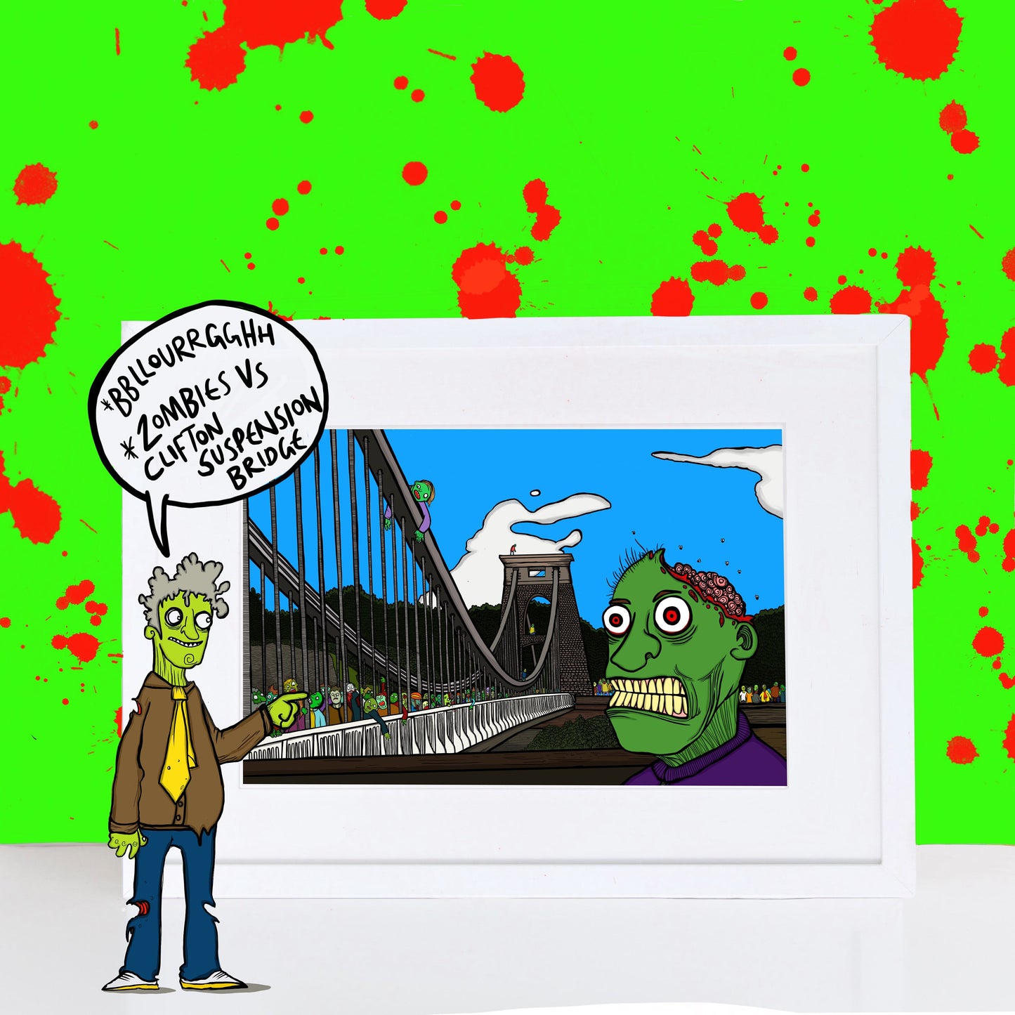 Zombies vs Clifton Suspension Bridge Print