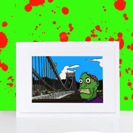 Zombies vs Clifton Suspension Bridge Print