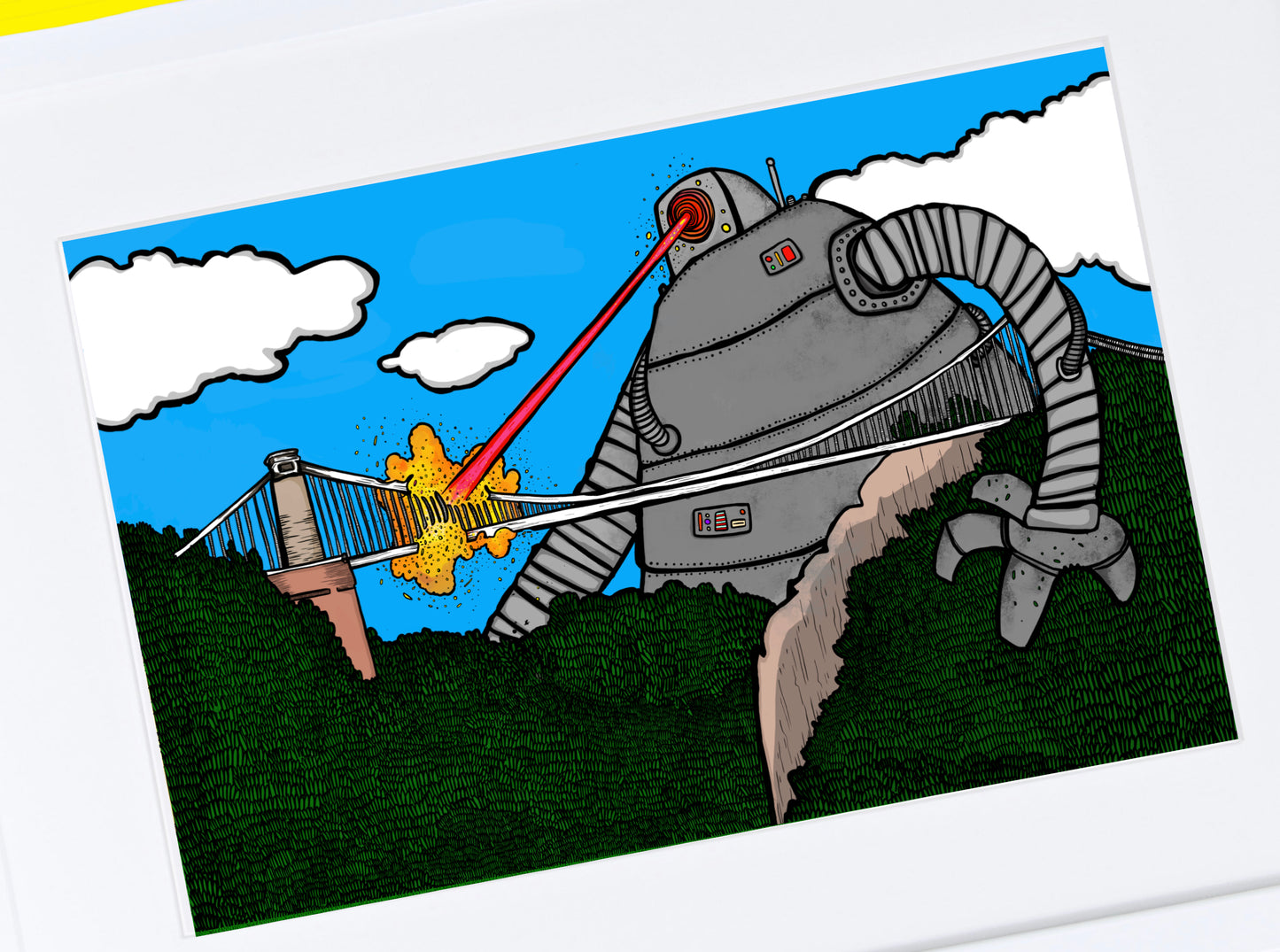 Robot Vs Clifton Suspension Bridge Print