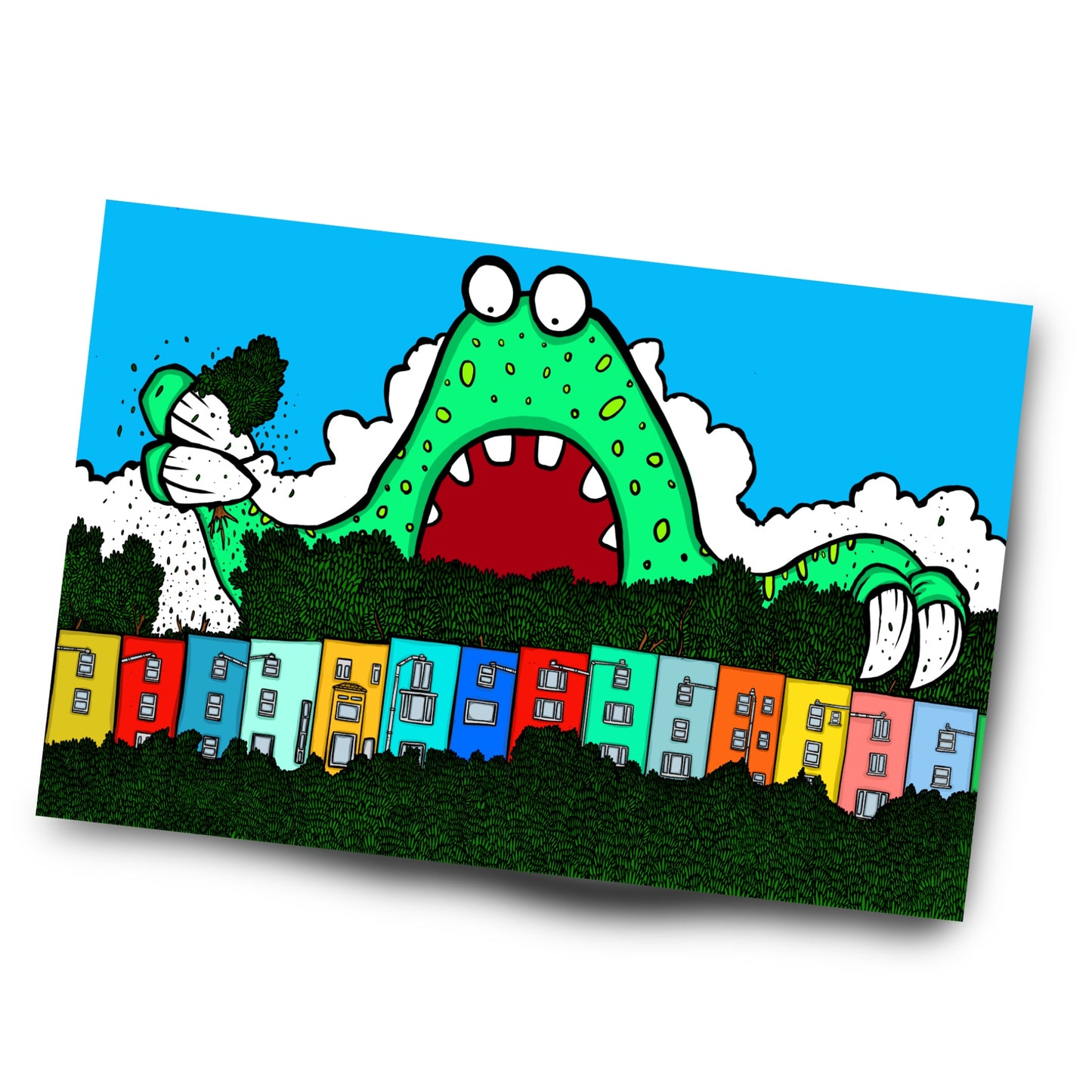 Monster Vs CliftonWood Print