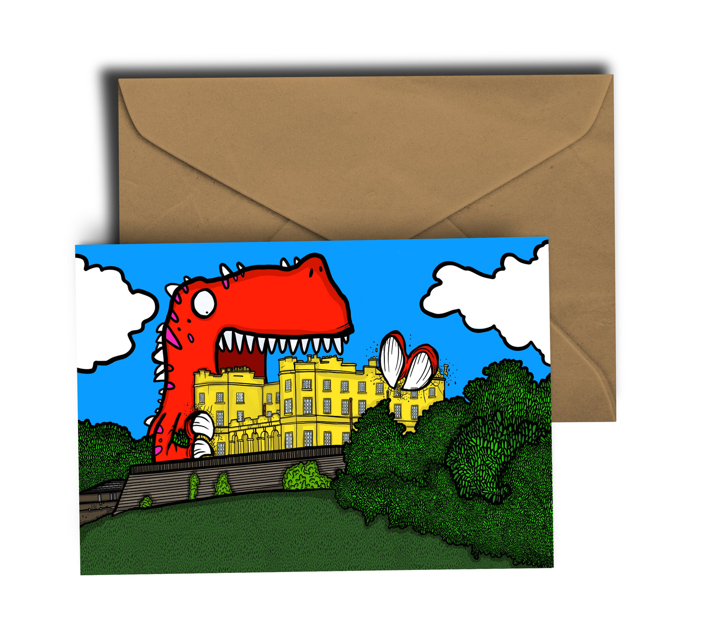Dinosaur Vs Dower House - Bristol - Greeting Card