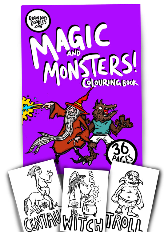Magic and Monsters! Colouring Book - 36 pages of mega magic Halloween SHIPPING 30/09