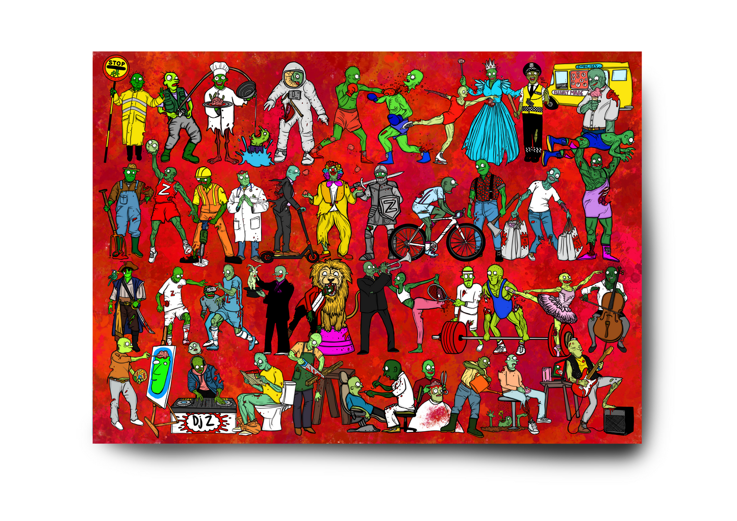 Zombies! Doing Stuff! Print