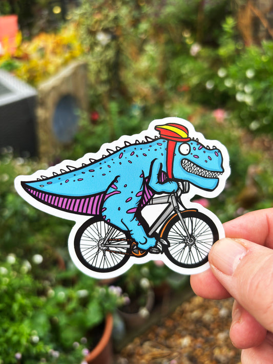 T-Rex On A Bike Vinyl Sticker