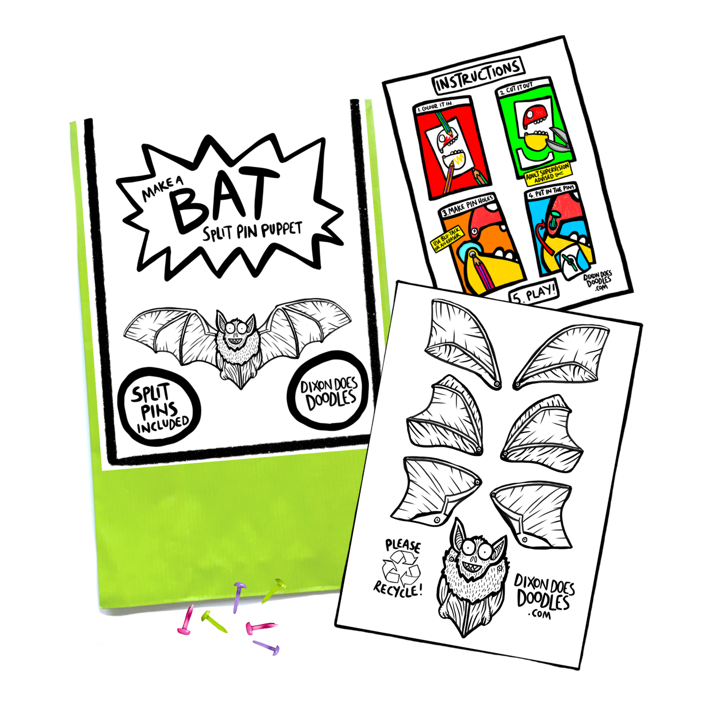 Bat Split Pin Puppet Craft Pack