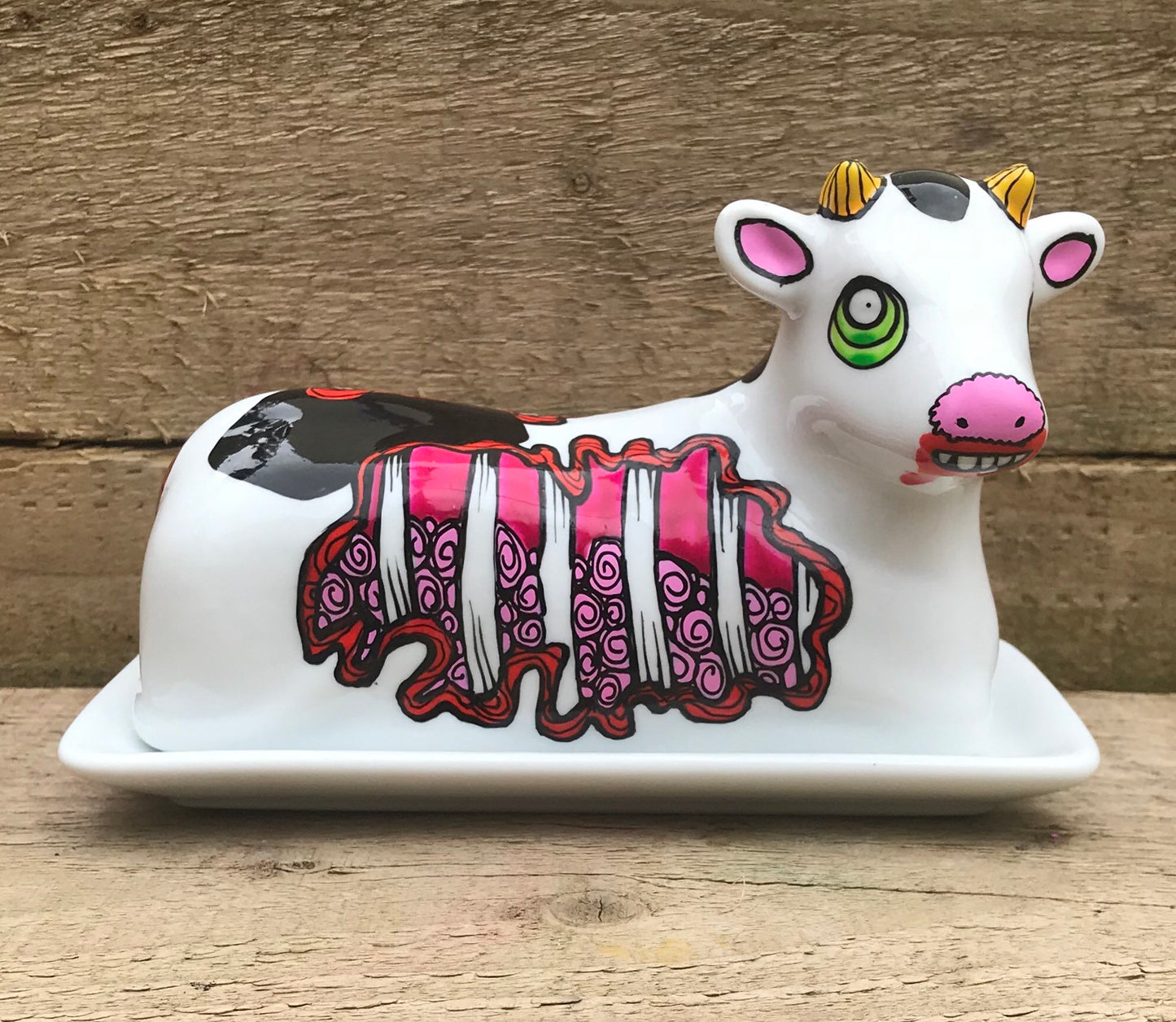 Zombie Cow Butter Dish - HandPainted Butter Dish