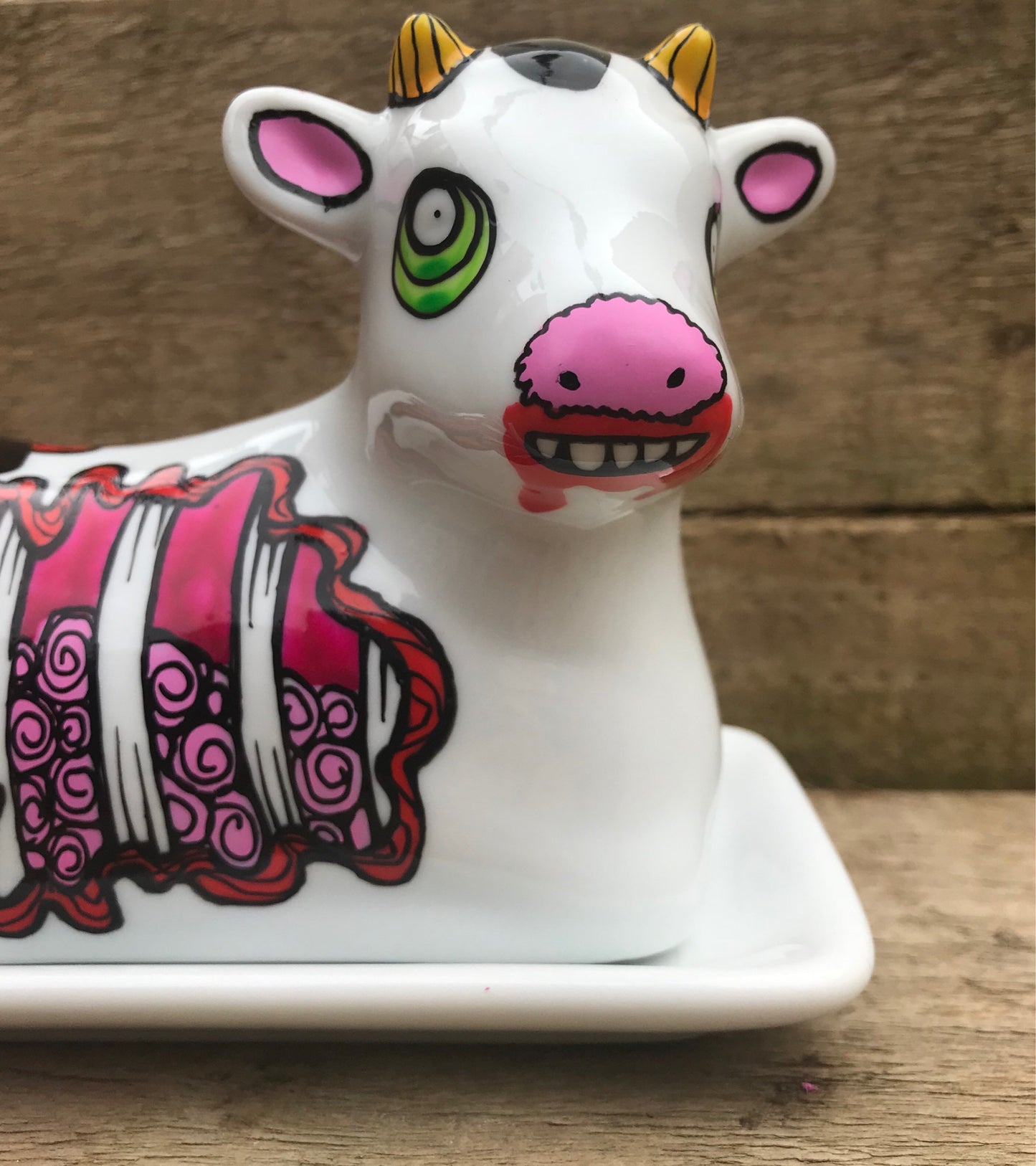 Zombie Cow Butter Dish - HandPainted Butter Dish