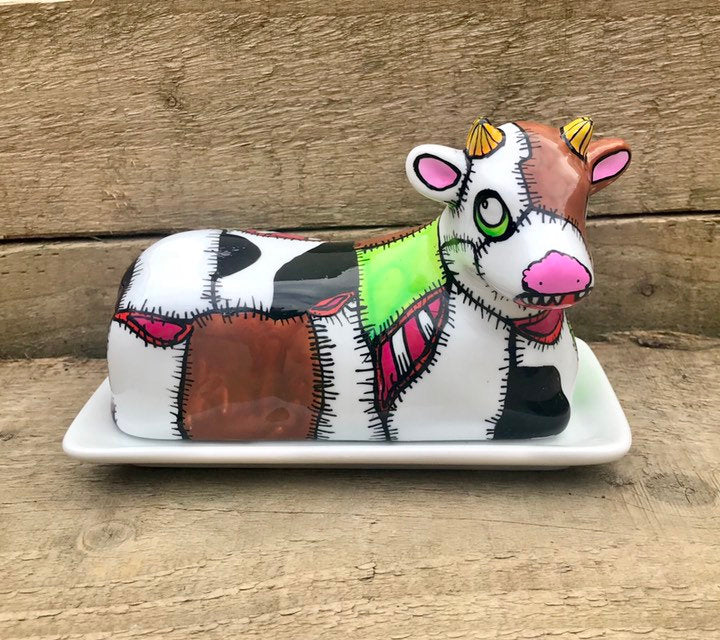 Frankencow Butter Dish - HandPainted Butter Dish