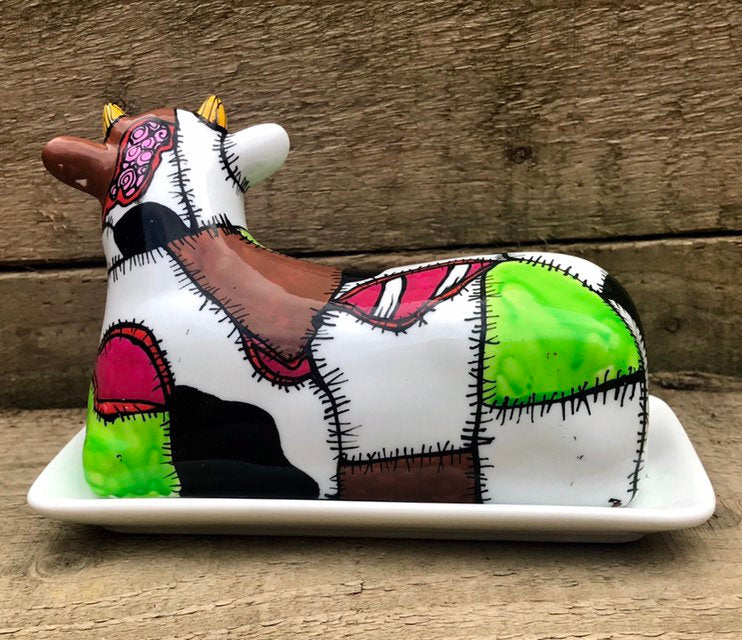 Frankencow Butter Dish - HandPainted Butter Dish