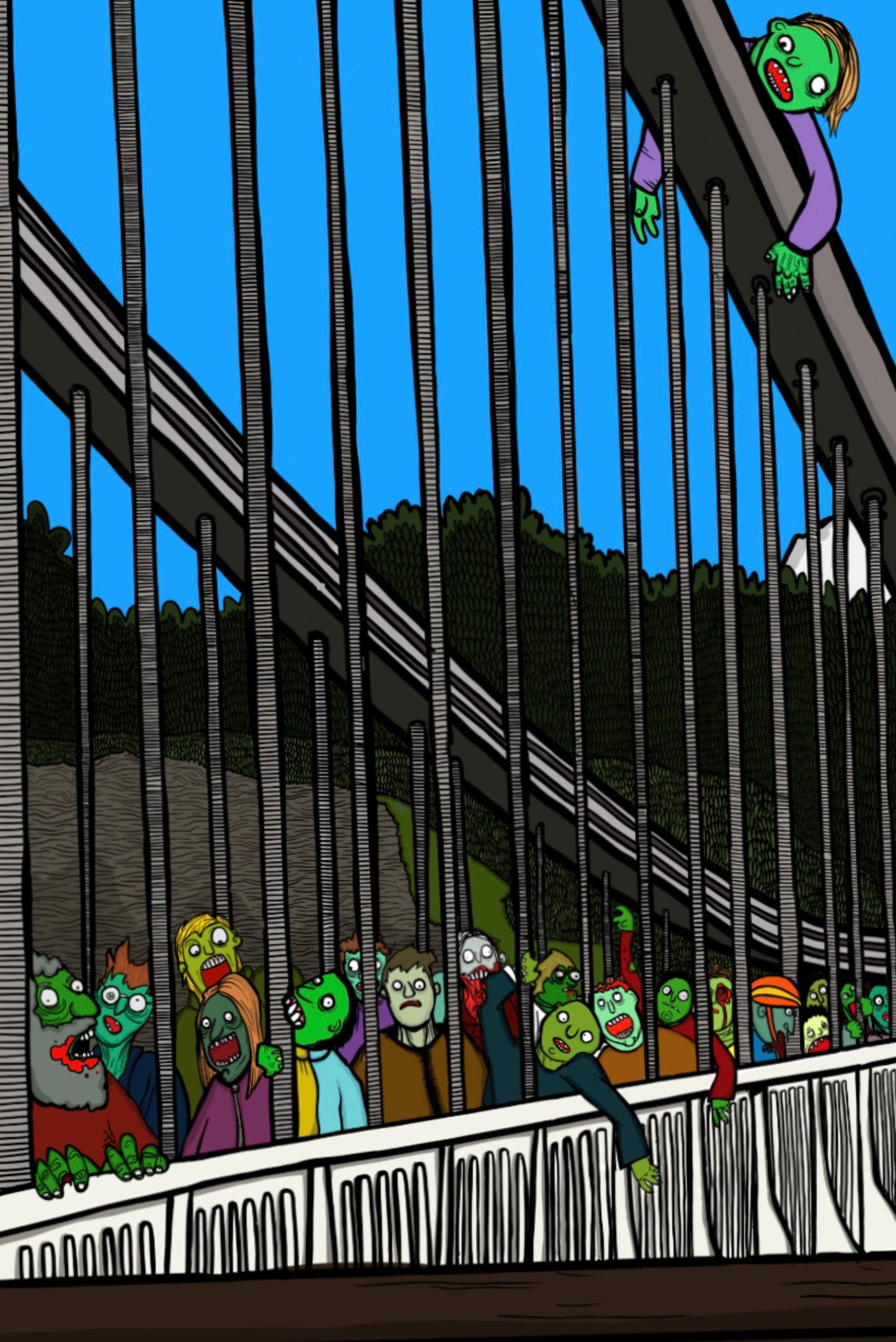 Zombies vs Clifton Suspension Bridge Print